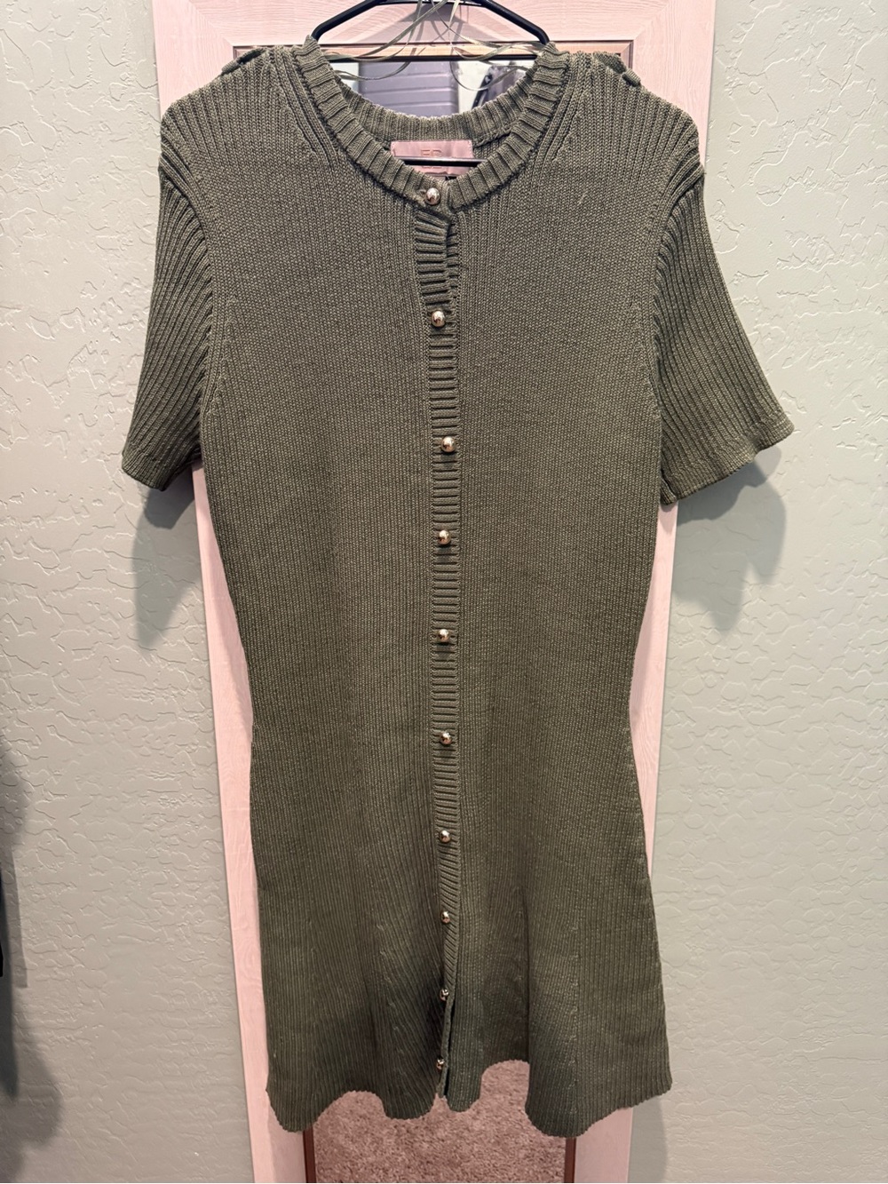 French Connection Olive Green Knit Button Cardigan